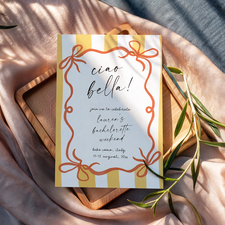 Ciao Bella Yellow & Orange Bachelorette Invitation