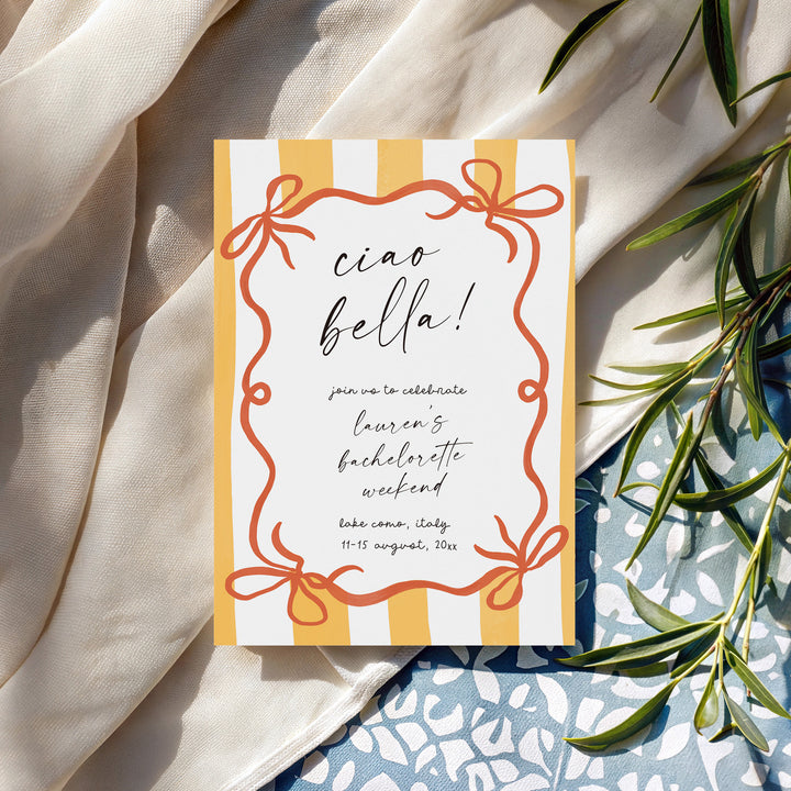 Ciao Bella Yellow & Orange Bachelorette Invitation