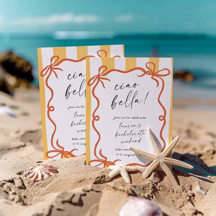 Ciao Bella Yellow & Orange Bachelorette Invitation