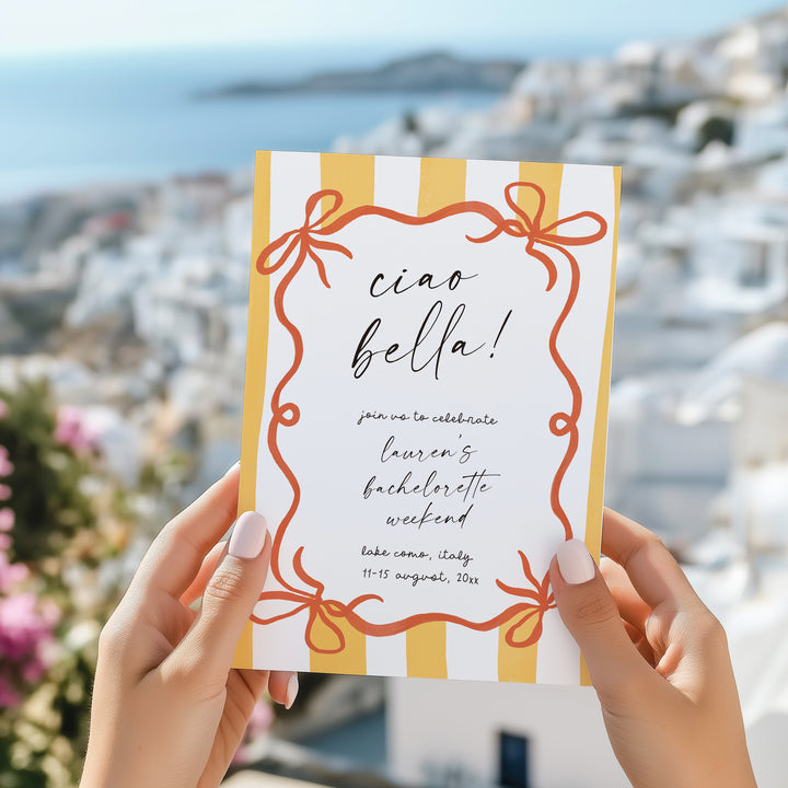 Ciao Bella Yellow & Orange Bachelorette Invitation