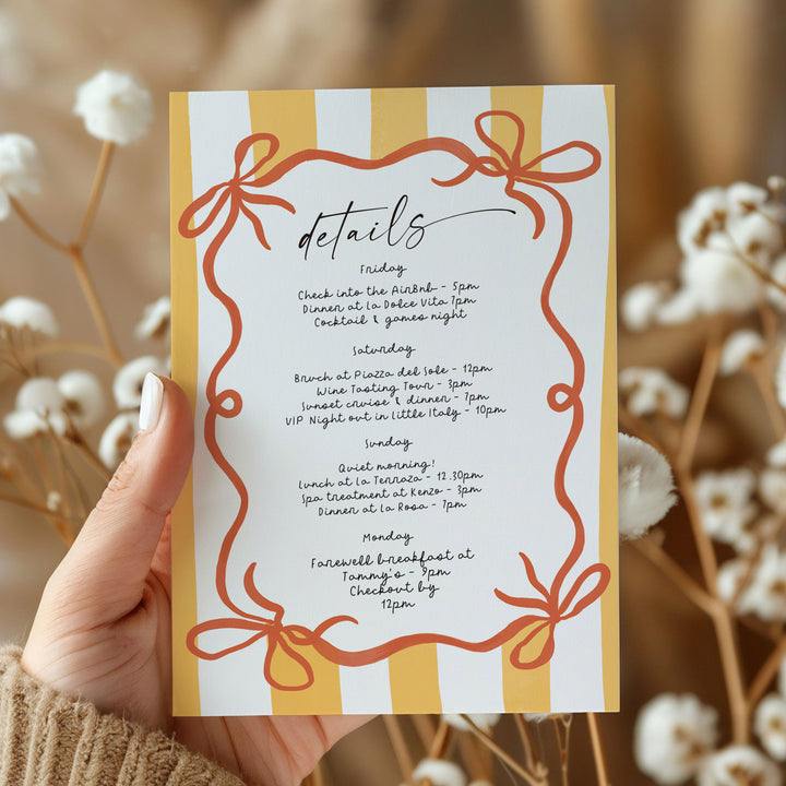 Ciao Bella Yellow & Orange Bachelorette Invitation