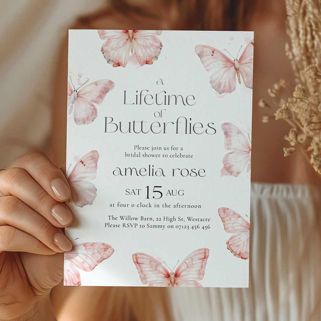 Lifetime Of Butterflies Pink Style Invitation