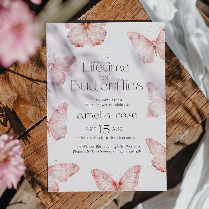 Lifetime Of Butterflies Pink Style Invitation