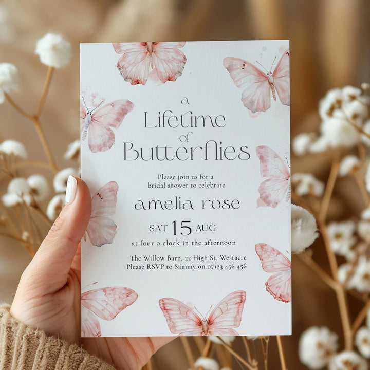 Lifetime Of Butterflies Pink Style Invitation