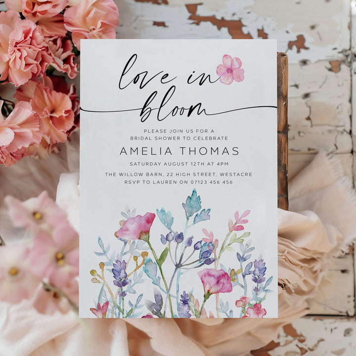 Love In Bloom Purple Invitation