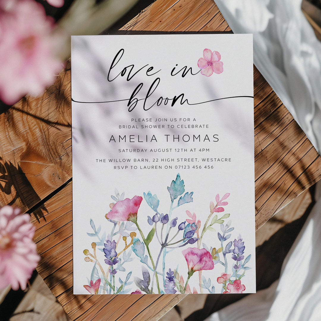 Love In Bloom Purple Invitation