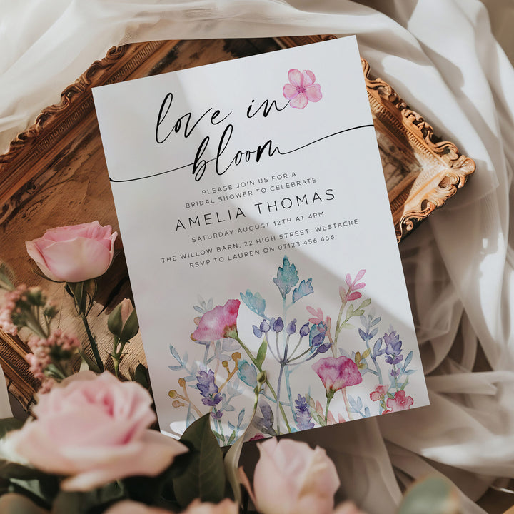 Love In Bloom Purple Invitation