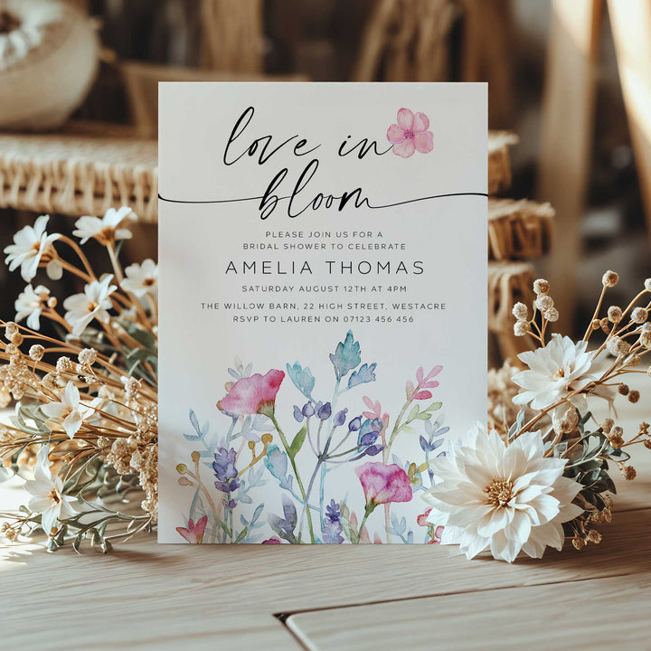 Love In Bloom Purple Invitation