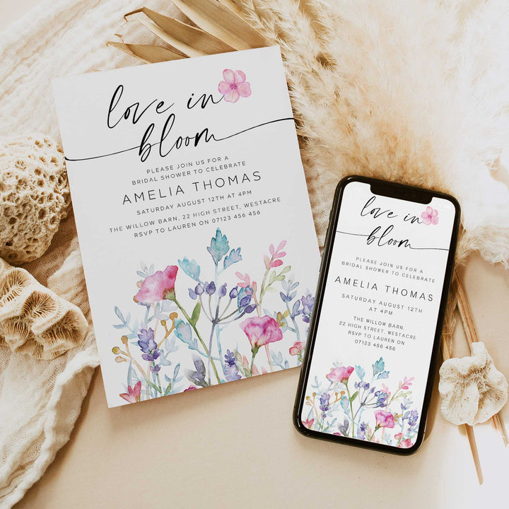 Love In Bloom Purple Invitation