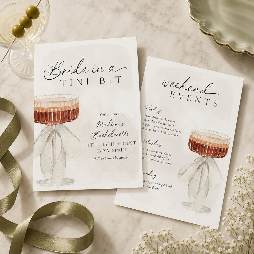 Bride In A Tni Bit Watercolour Invitation editable Canva template