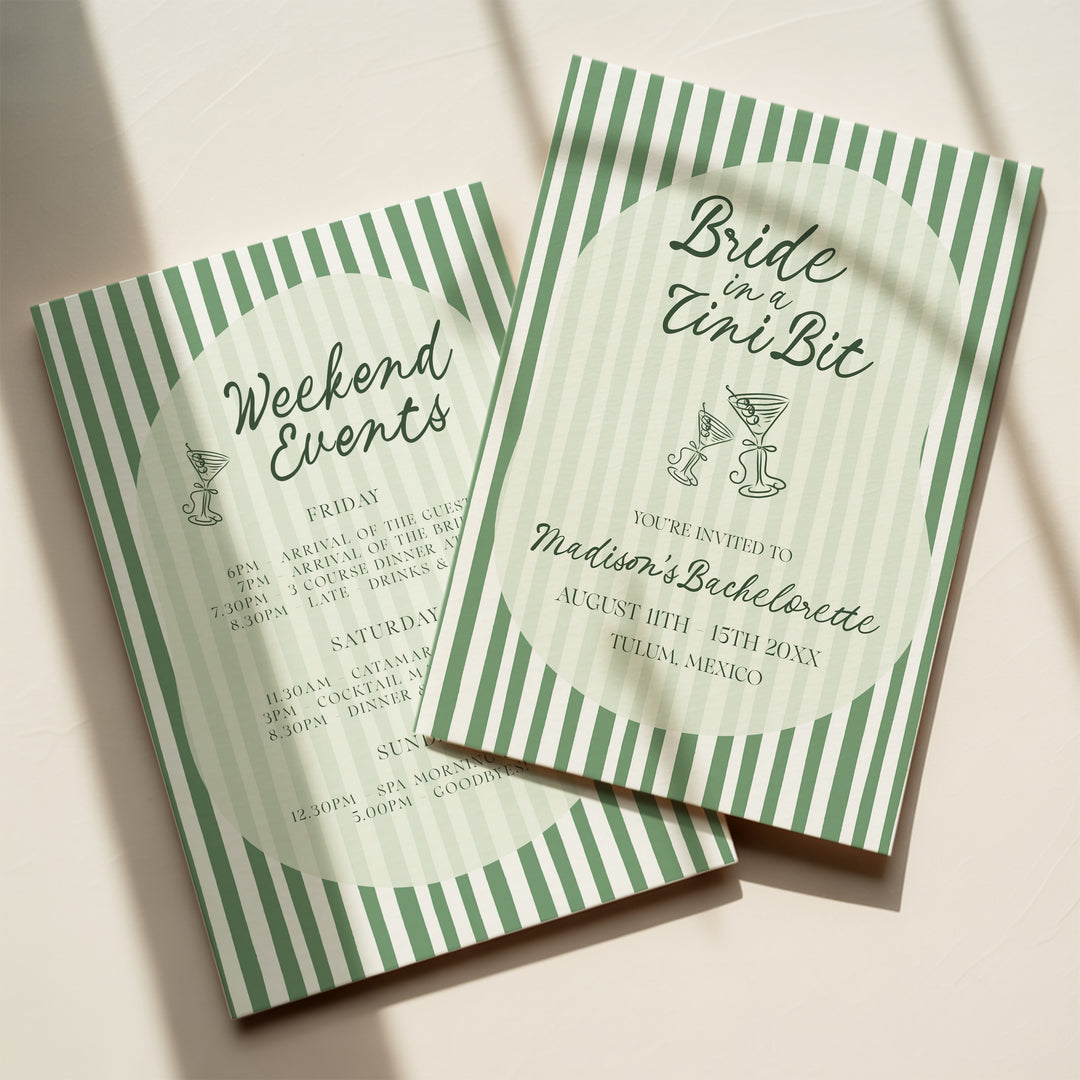 Bride In A Tini Bit Invitation editable template in Canva