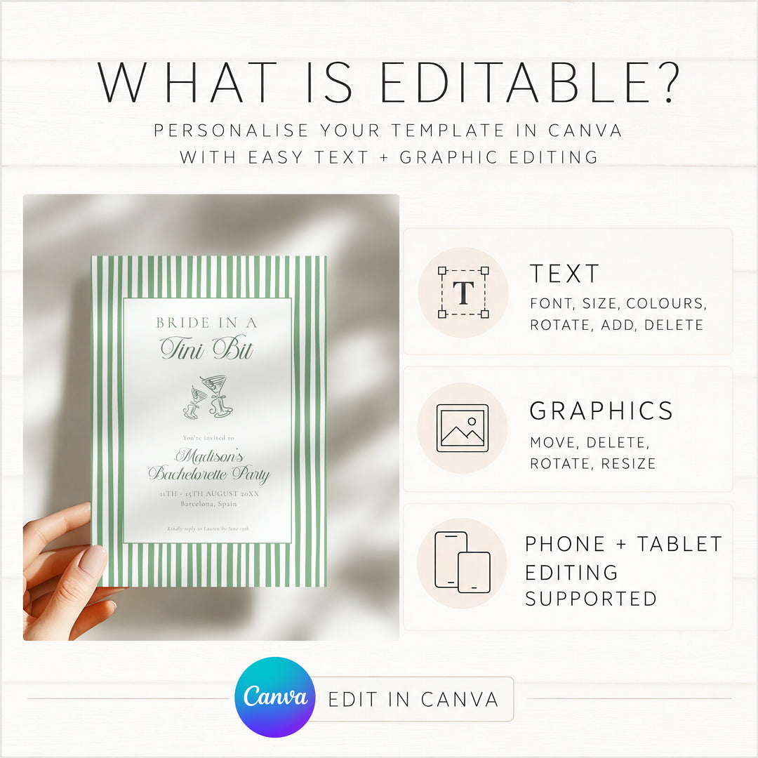 Bride In A Tni Bit Smart Invitation editable Canva template