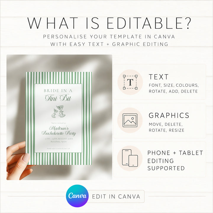 Bride In A Tni Bit Smart Invitation editable Canva template