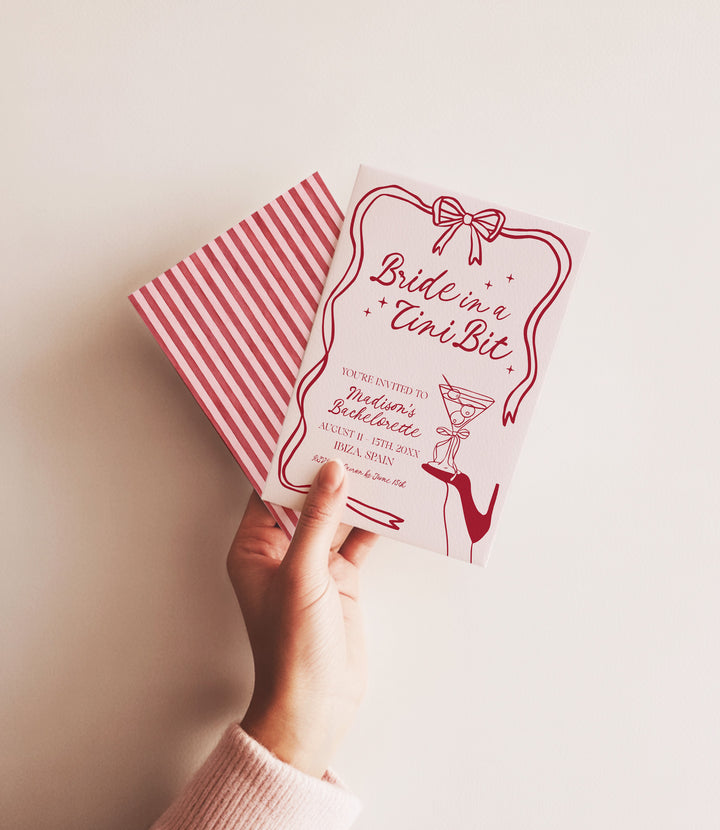Bride In A Tni Bit Red Shoe Invitation