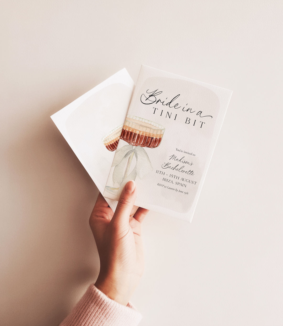 Bride In A Tni Bit Watercolour Invitation editable Canva template