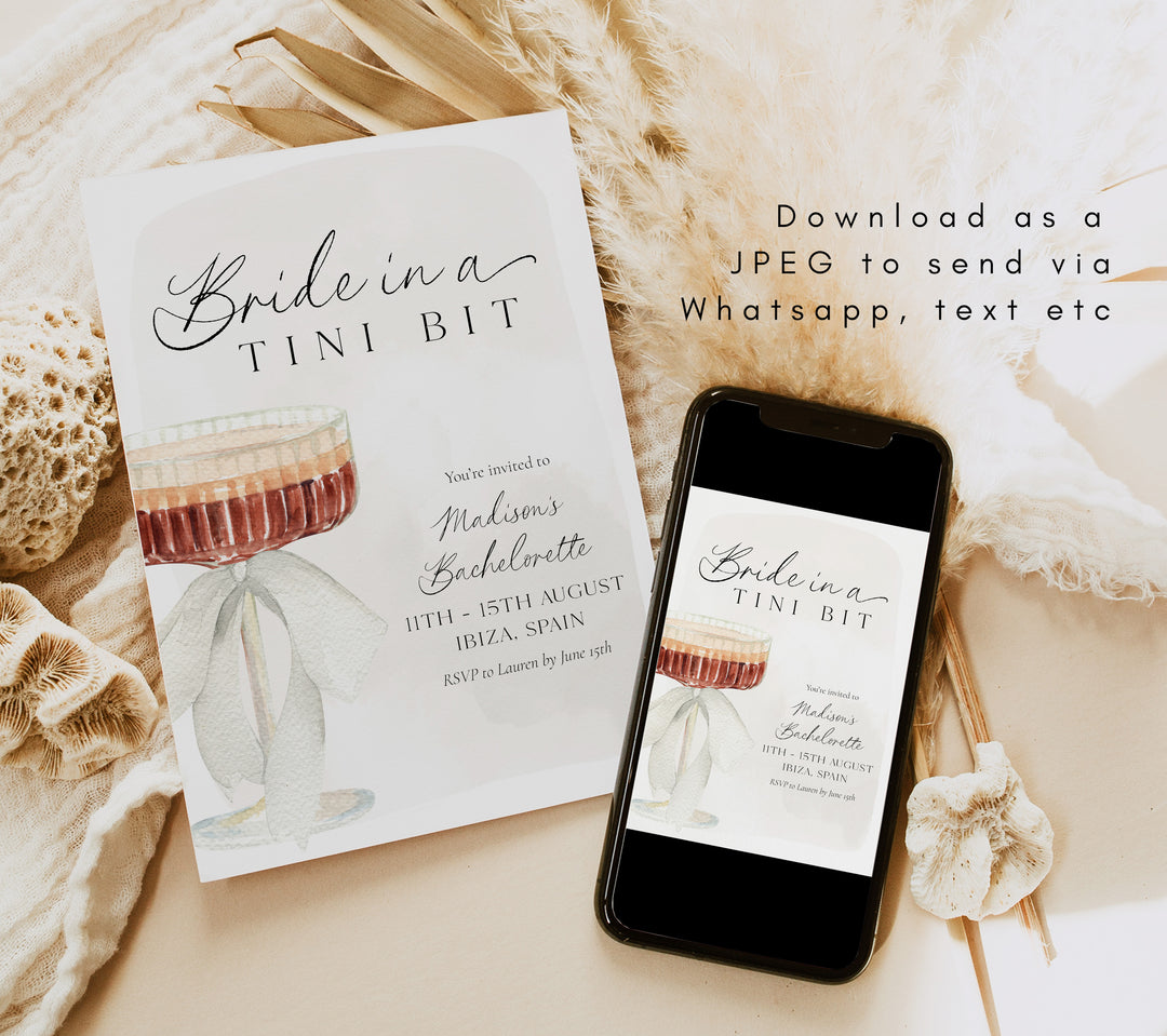 Bride In A Tni Bit Watercolour Invitation