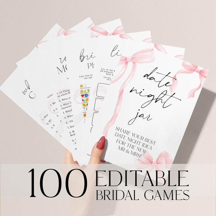 100 Editable Tying The Knot Bridal Games