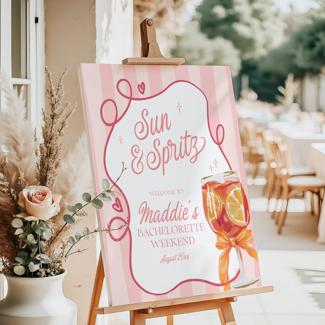 Last Spritz As A Miss Cocktail Bachelorette Welcome Sign