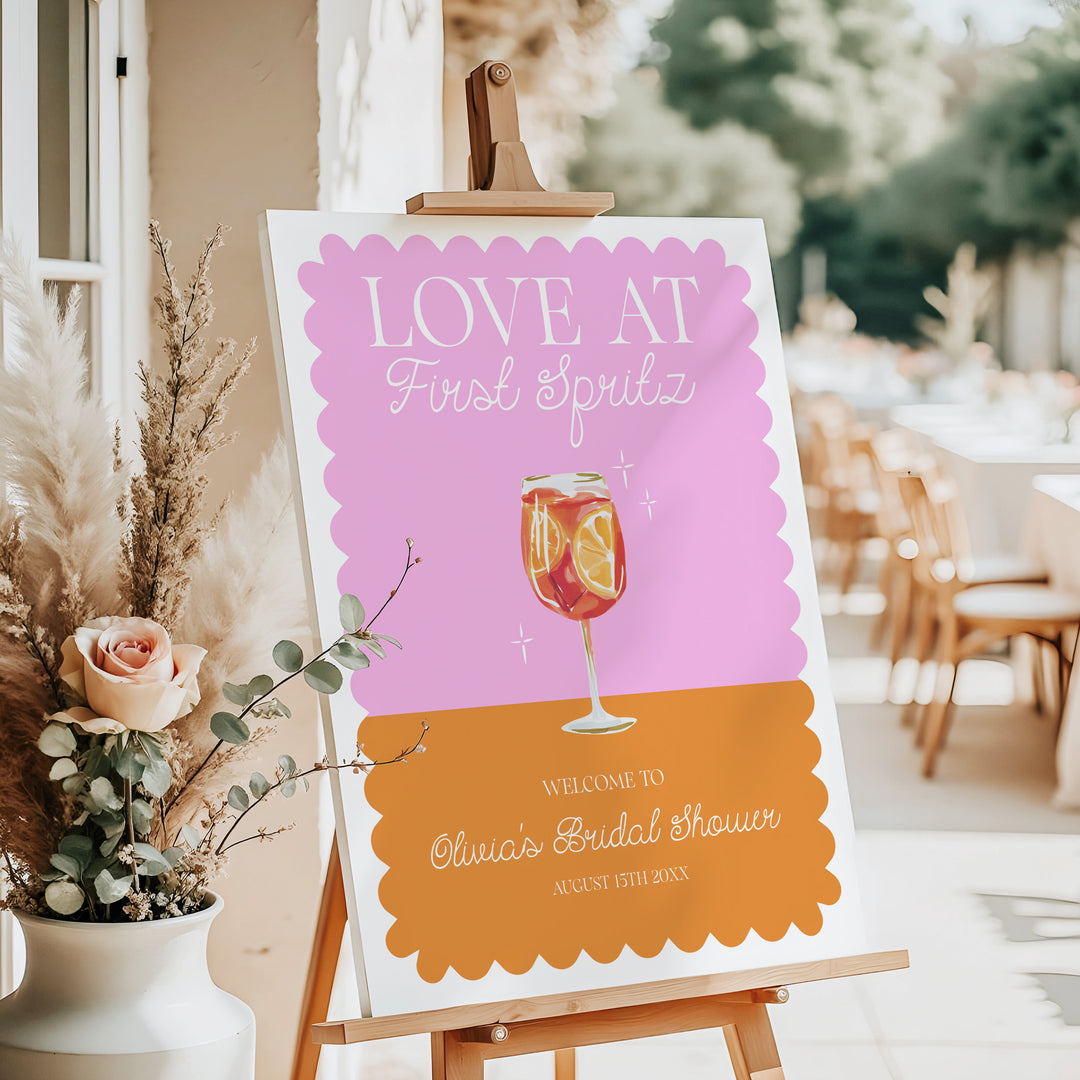Love At First Spritz Bridal Shower Welcome Sign