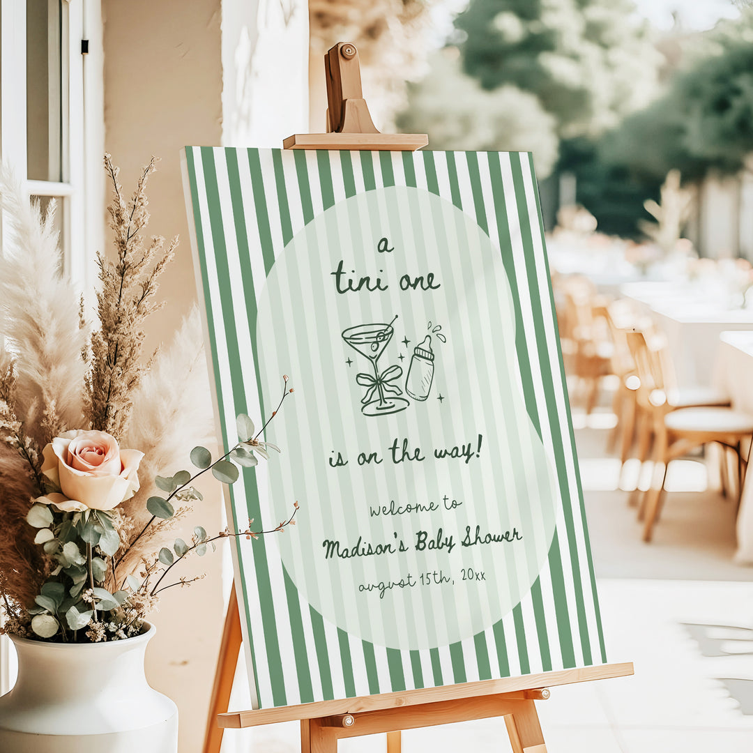 A Tini One Baby Shower Welcome Sign editable in Canva