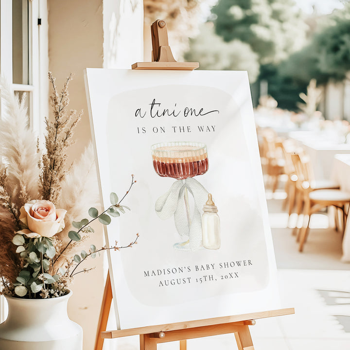 Martini Tini One Baby Shower Welcome Sign Canva template editable