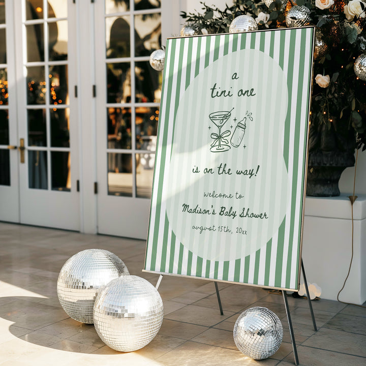 A Tini One Baby Shower Welcome Sign editable in Canva