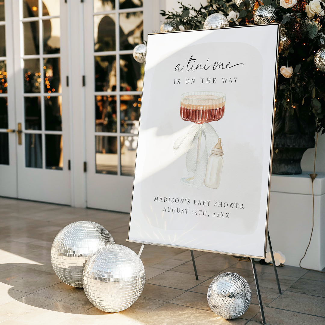 Martini Tini One Baby Shower Welcome Sign Canva template editable
