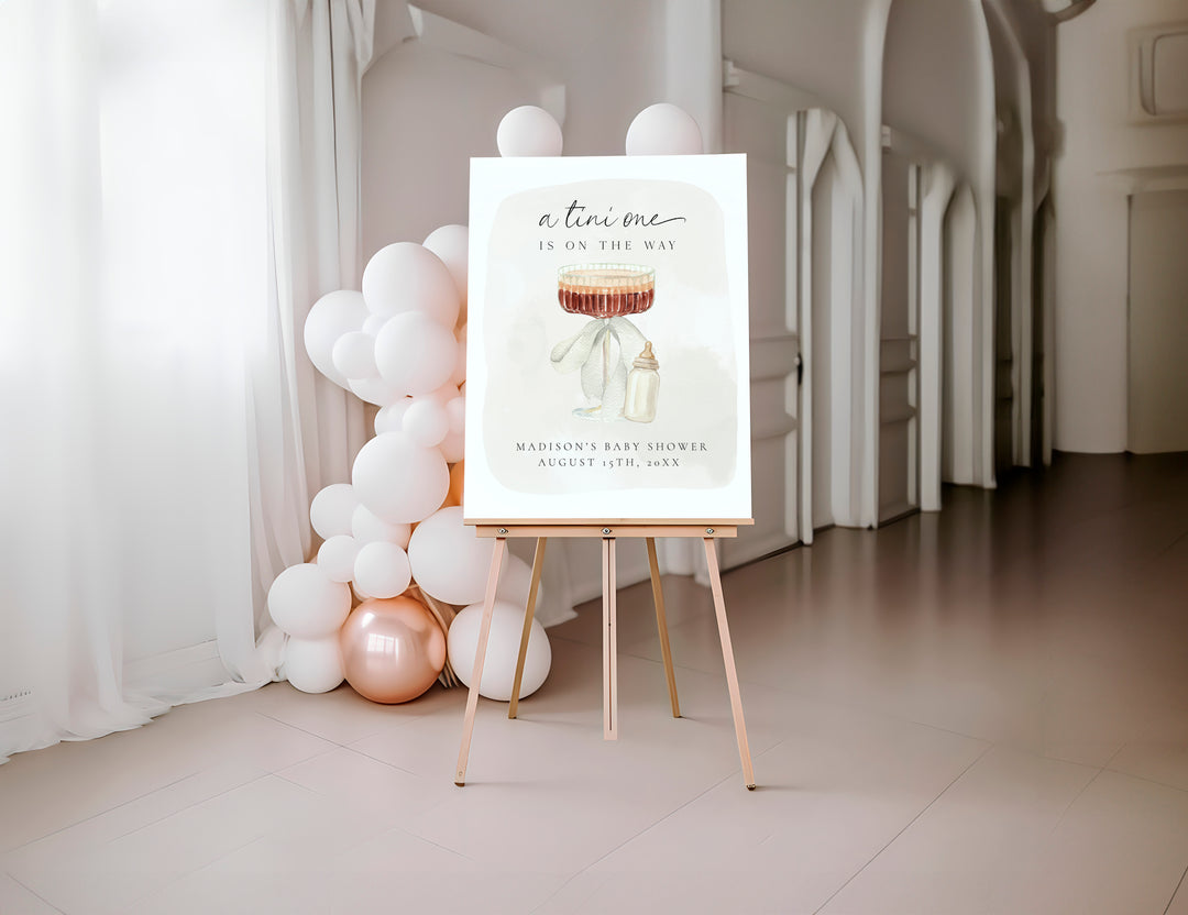 Martini Tini One Baby Shower Welcome Sign Canva template editable