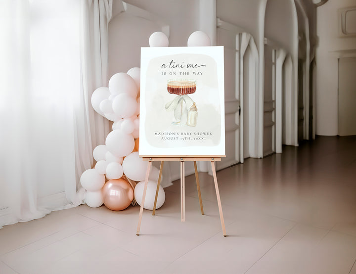 Martini Tini One Baby Shower Welcome Sign Canva template editable