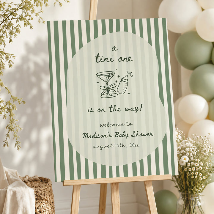 A Tini One Baby Shower Welcome Sign editable in Canva