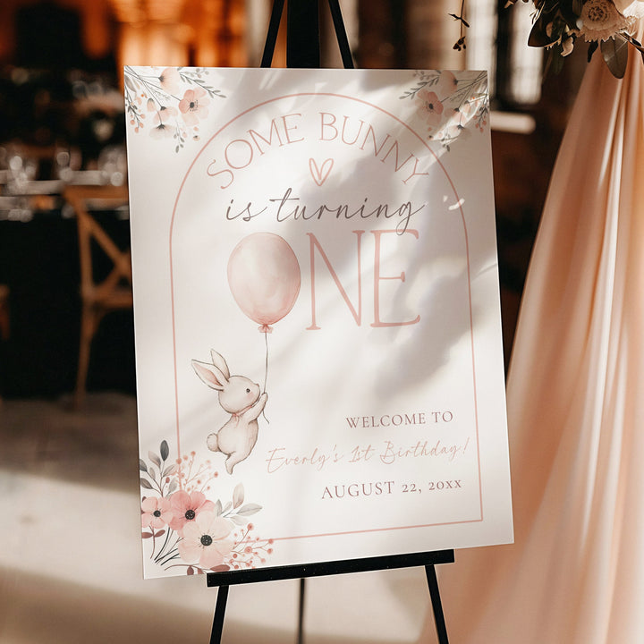 Some Bunny Is One editable Welcome Sign template
