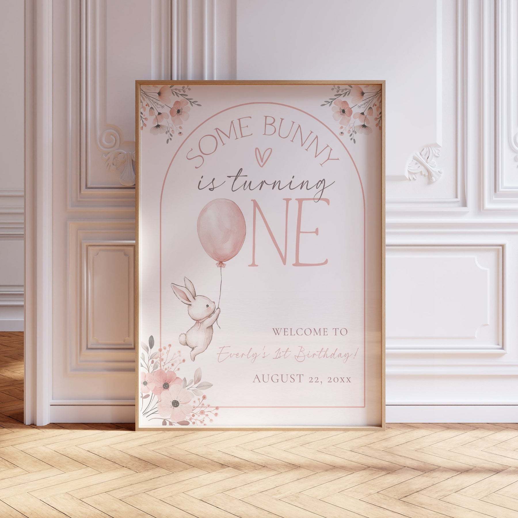 No One Welcomesign Some Bunny Is One Editable Welcome Sign Template – OhHappyPrintables