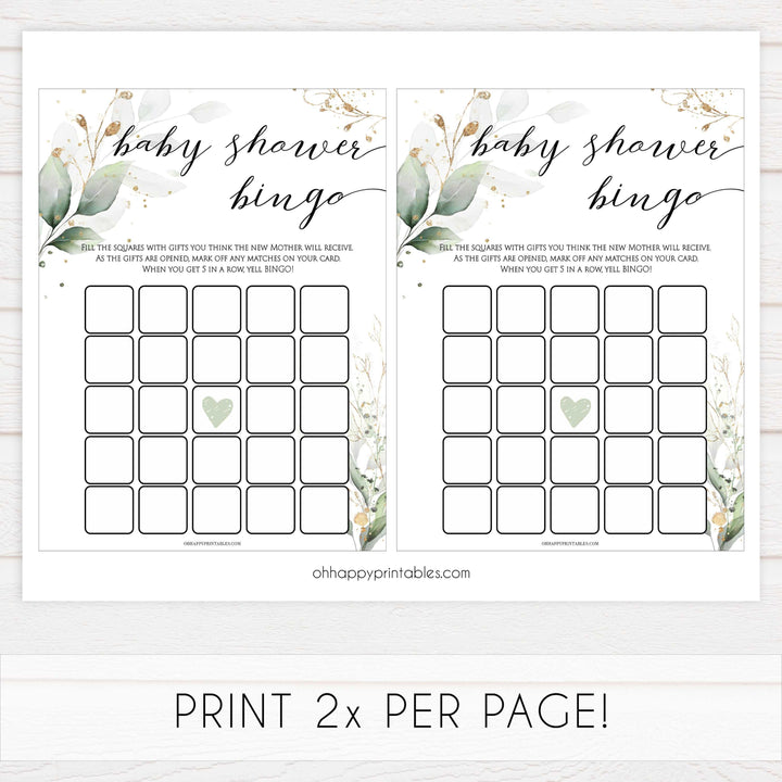 Gold green leaf baby games, 10 baby shower games bundle, printable baby games, fun baby games, top baby games to play, gold leaf baby shower, greenery baby shower ideas