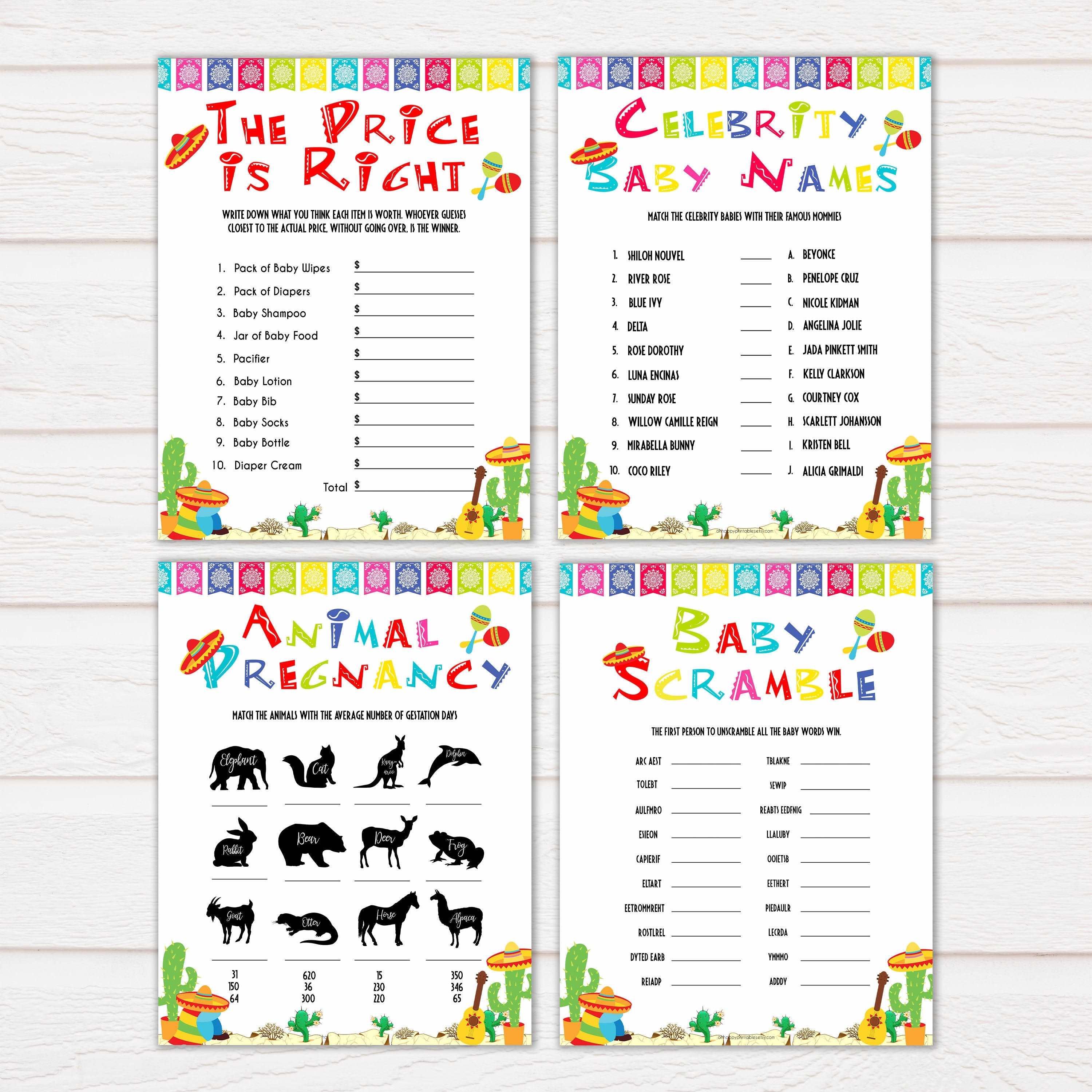 fiesta baby shower, mexican baby games, baby shower games bundle, Printable baby shower games, Mexican fiesta fun baby games, baby shower games, fun baby shower ideas, top baby shower ideas, fiesta shower baby shower, fiesta baby shower ideas