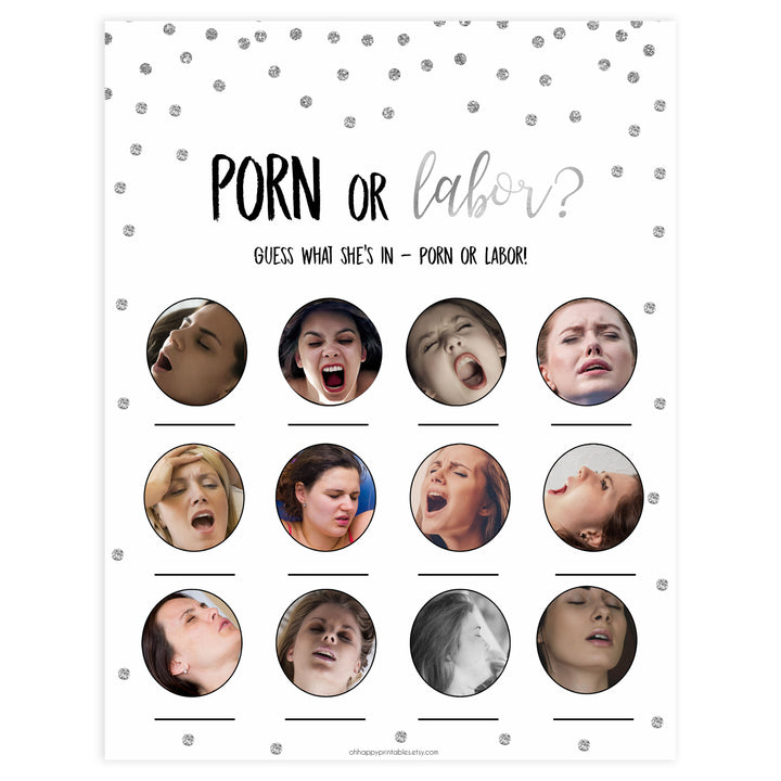 labor or porn, porn or baby games, Printable baby shower games, baby silver glitter fun baby games, baby shower games, fun baby shower ideas, top baby shower ideas, silver glitter shower baby shower, friends baby shower ideas
