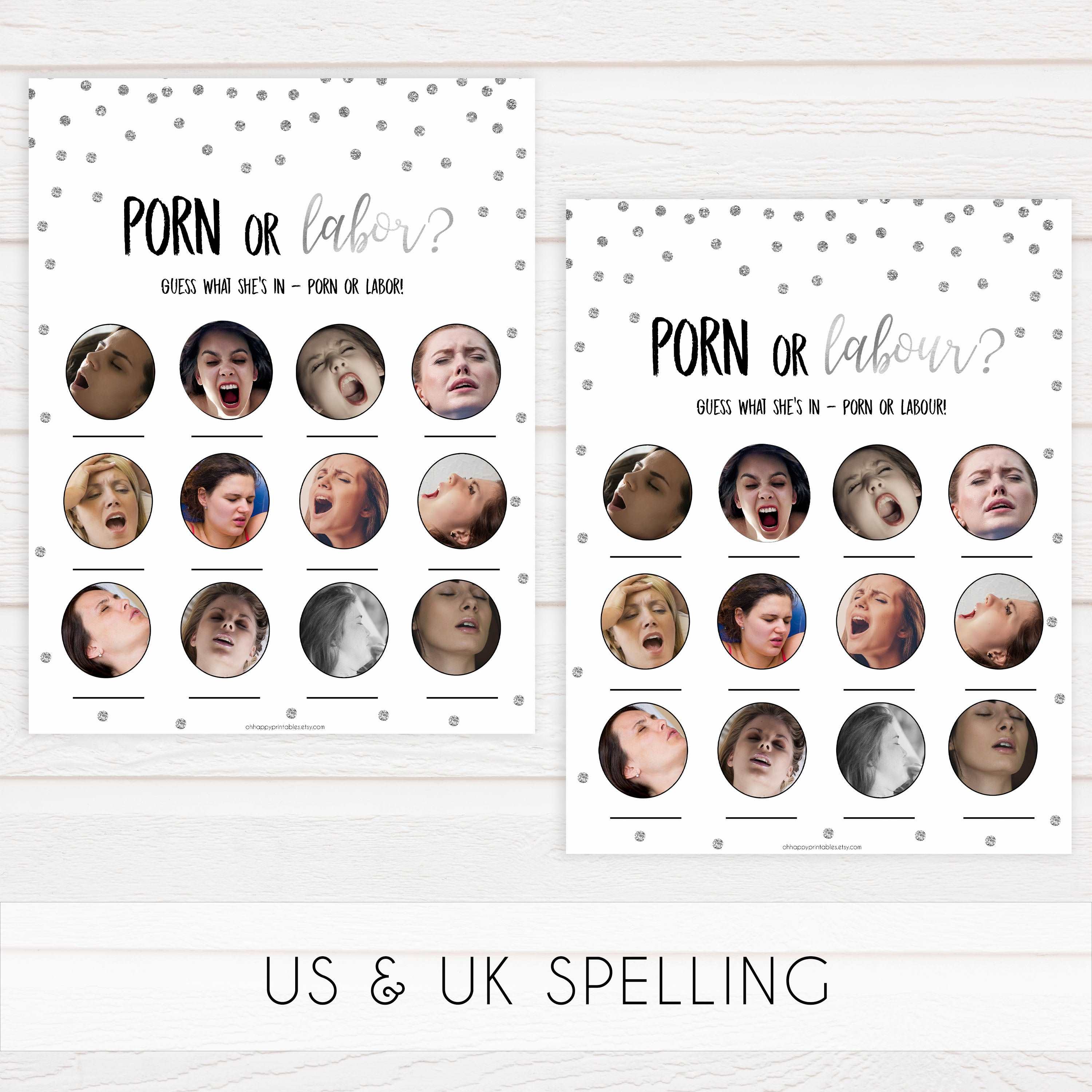 labor or porn, baby bump or beer belly, boobs or butts game, Printable baby shower games, baby silver glitter fun baby games, baby shower games, fun baby shower ideas, top baby shower ideas, silver glitter shower baby shower, friends baby shower ideas
