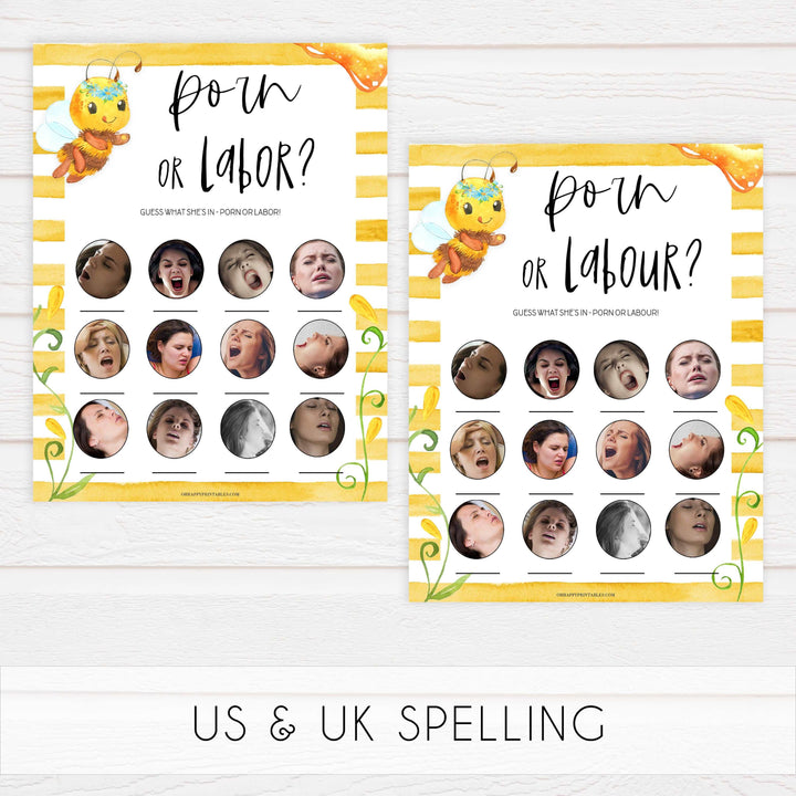 labor or porn, baby bump or beer belly game, Printable baby shower games, mommy bee fun baby games, baby shower games, fun baby shower ideas, top baby shower ideas, mommy to bee baby shower, friends baby shower ideas