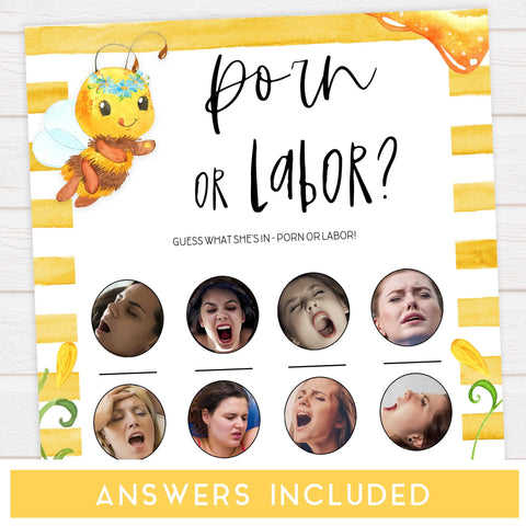 labor or porn, baby bump or beer belly game, Printable baby shower games, mommy bee fun baby games, baby shower games, fun baby shower ideas, top baby shower ideas, mommy to bee baby shower, friends baby shower ideas