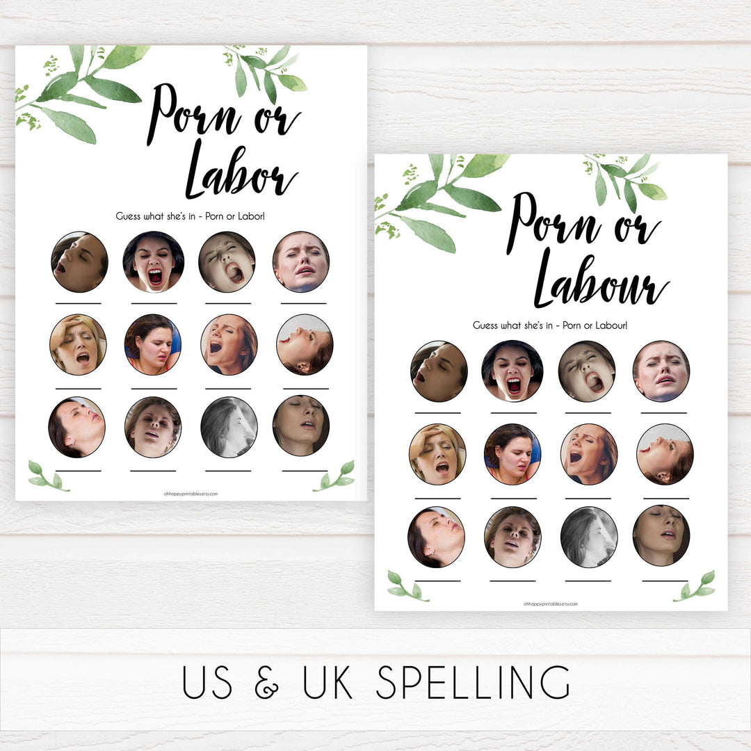 labor or porn game, baby bump or beer belly game, printable baby shower games, botanical baby shower games, fun baby games