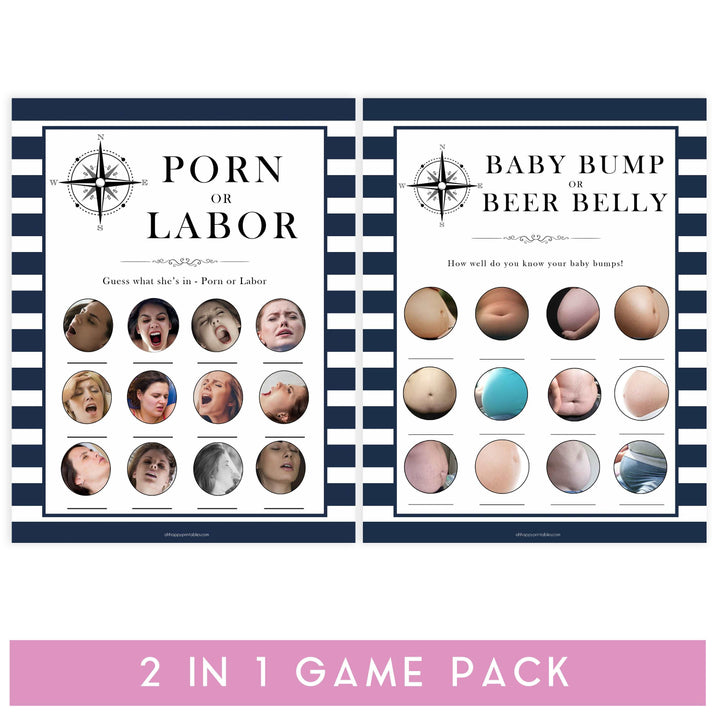 labor or porn, baby bump or beer belly game, Printable baby shower games, nautical baby shower games, nautical baby games, fun baby shower games, top baby shower ideas