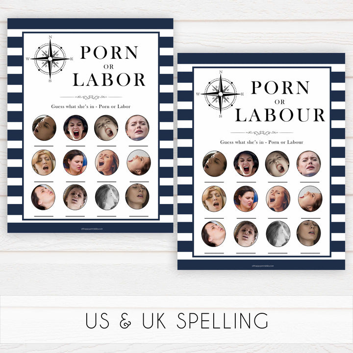 labor or porn, baby bump or beer belly game, Printable baby shower games, nautical baby shower games, nautical baby games, fun baby shower games, top baby shower ideas