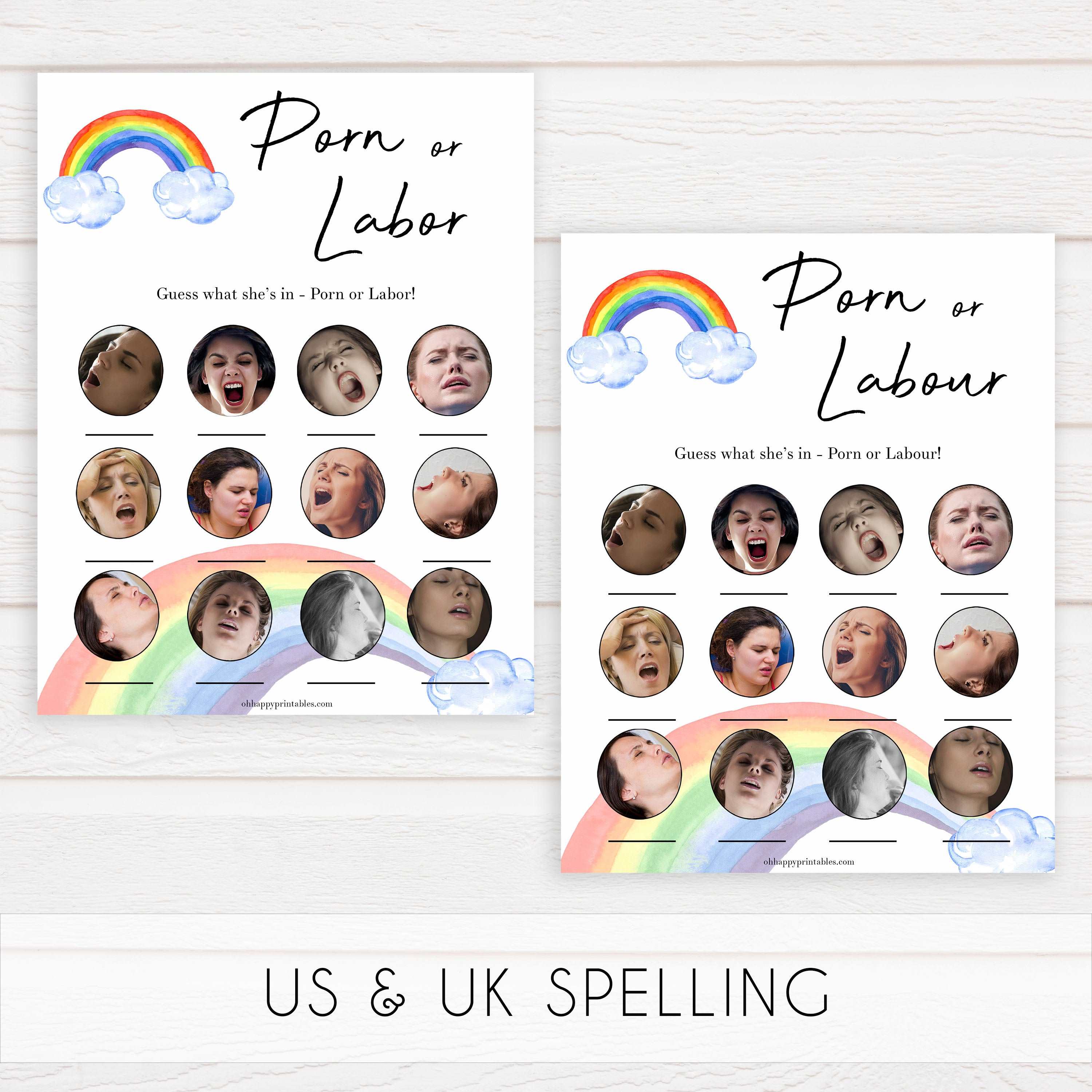 rainbow baby shower games, labor or porn baby games, baby bump or beer belly game, printable baby games, fun baby games, top 10 baby games