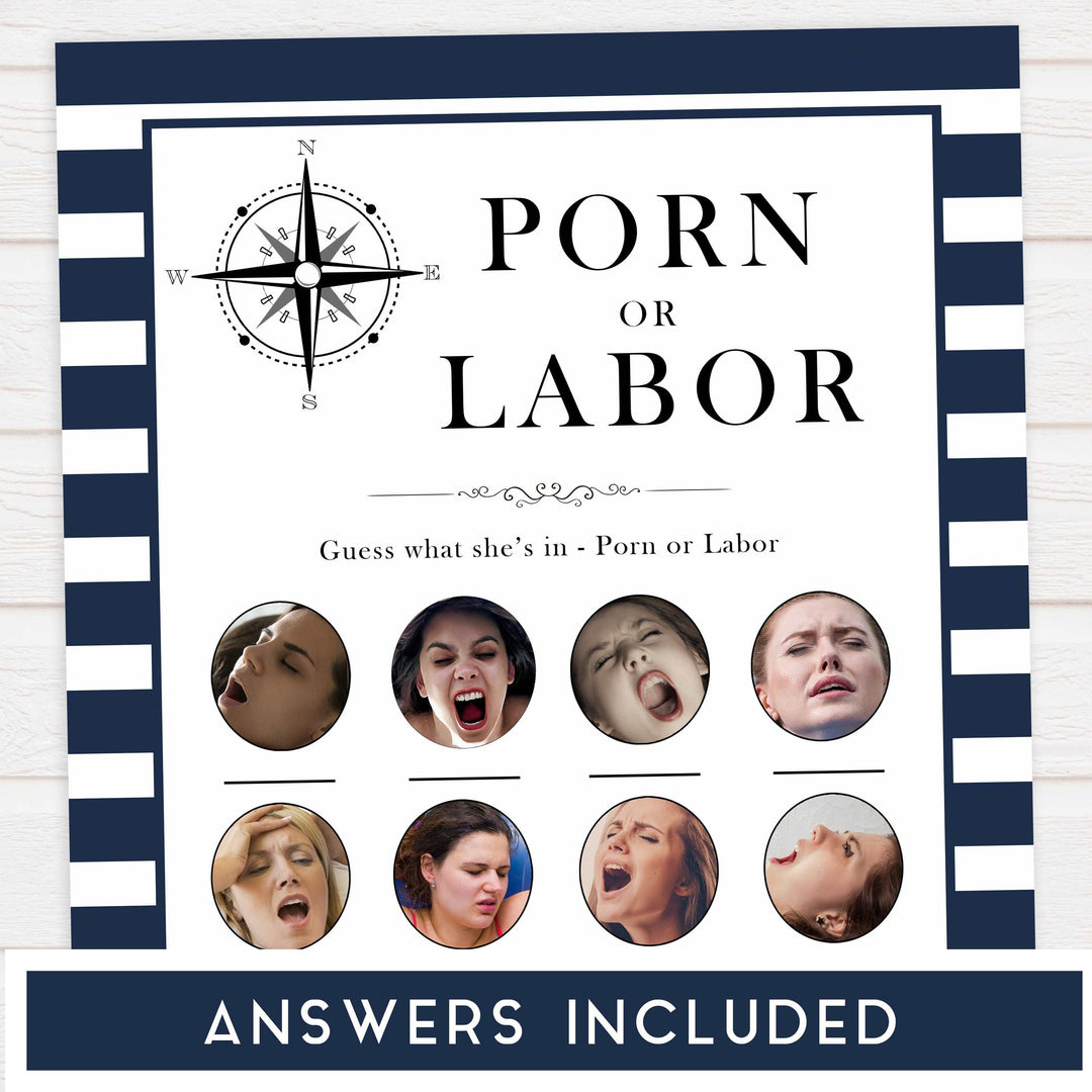 labor or porn, baby bump or beer belly game, Printable baby shower games, nautical baby shower games, nautical baby games, fun baby shower games, top baby shower ideas