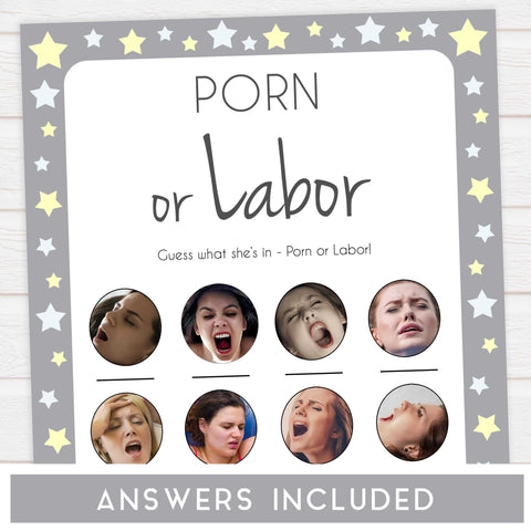 2 in 1 baby shower games, labor or porn, baby bump game,  printable baby games, little star baby games, fun baby games, top baby shower ideas