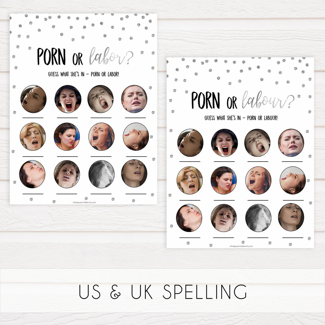 labor or porn, porn or baby games, Printable baby shower games, baby silver glitter fun baby games, baby shower games, fun baby shower ideas, top baby shower ideas, silver glitter shower baby shower, friends baby shower ideas
