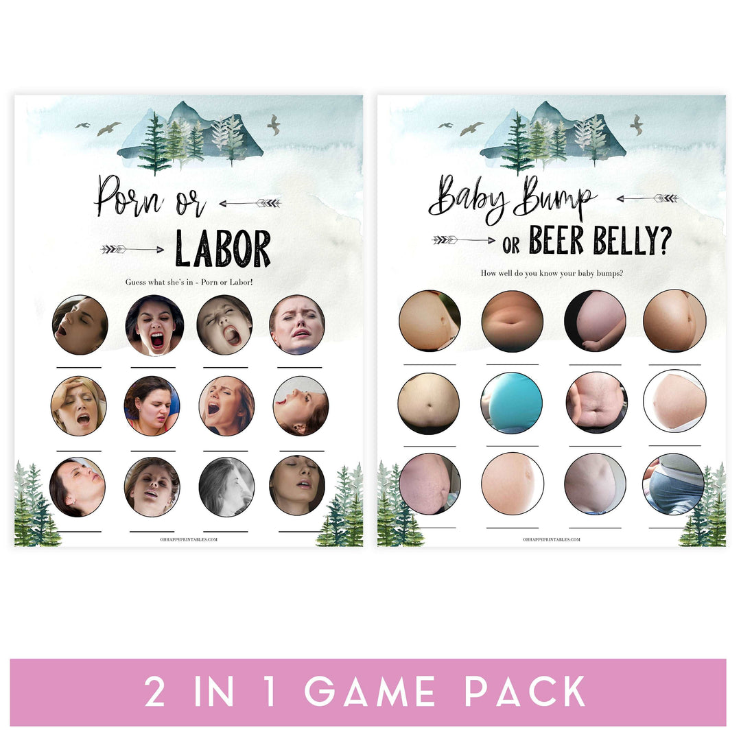 porn or labor, baby bump or beer belly game, Printable baby shower games, adventure awaits baby games, baby shower games, fun baby shower ideas, top baby shower ideas, adventure awaits baby shower, baby shower games, fun adventure baby shower ideas