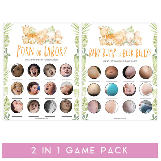 porn or labor, baby bump or beer belly games, Printable baby shower games, safari animals baby games, baby shower games, fun baby shower ideas, top baby shower ideas, safari animals baby shower, baby shower games, fun baby shower ideas