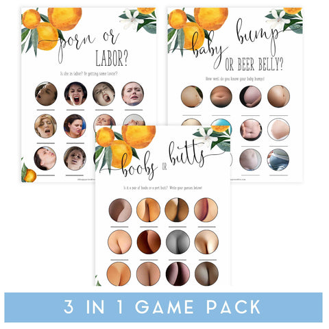 porn or labor, baby bump or beer belly, boobs or butts baby shower games, Printable baby shower games, little cutie baby games, baby shower games, fun baby shower ideas, top baby shower ideas, little cutie baby shower, baby shower games, fun little cutie baby shower ideas, citrus baby shower games, citrus baby shower, orange baby shower