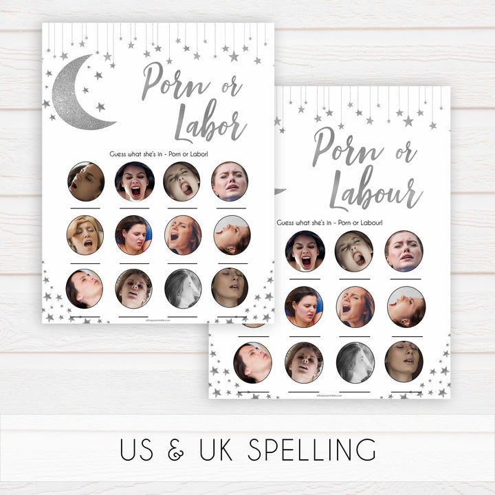 labor or porn game, baby bump or beer belly game, boobs or butts game,Little star baby shower games, printable baby shower games, twinkle star baby shower, fun baby games, top baby shower ideas