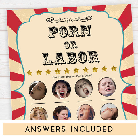 labor or porn, baby bump beer belly, boobs or butts baby games, Printable baby shower games, circus fun baby games, baby shower games, fun baby shower ideas, top baby shower ideas, carnival baby shower, circus baby shower ideas